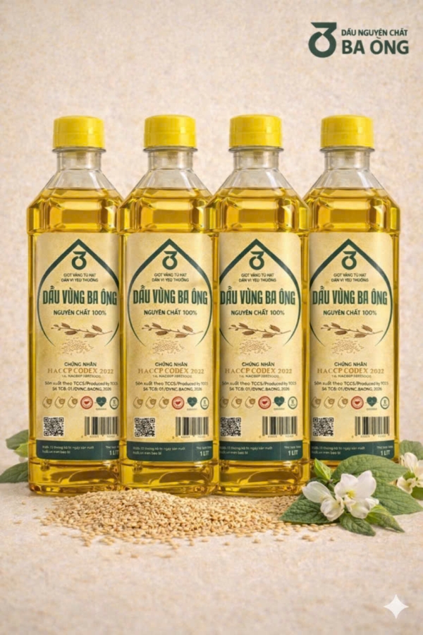 4 Lít Dầu Vừng/ Mè nguyên chất 100% Đạt chứng nhận quốc tế HCCP Codex 2022