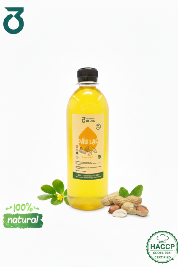 500ml Dầu lạc nguyên chất 100%, đạt chứng nhận HCCP Codex 2022