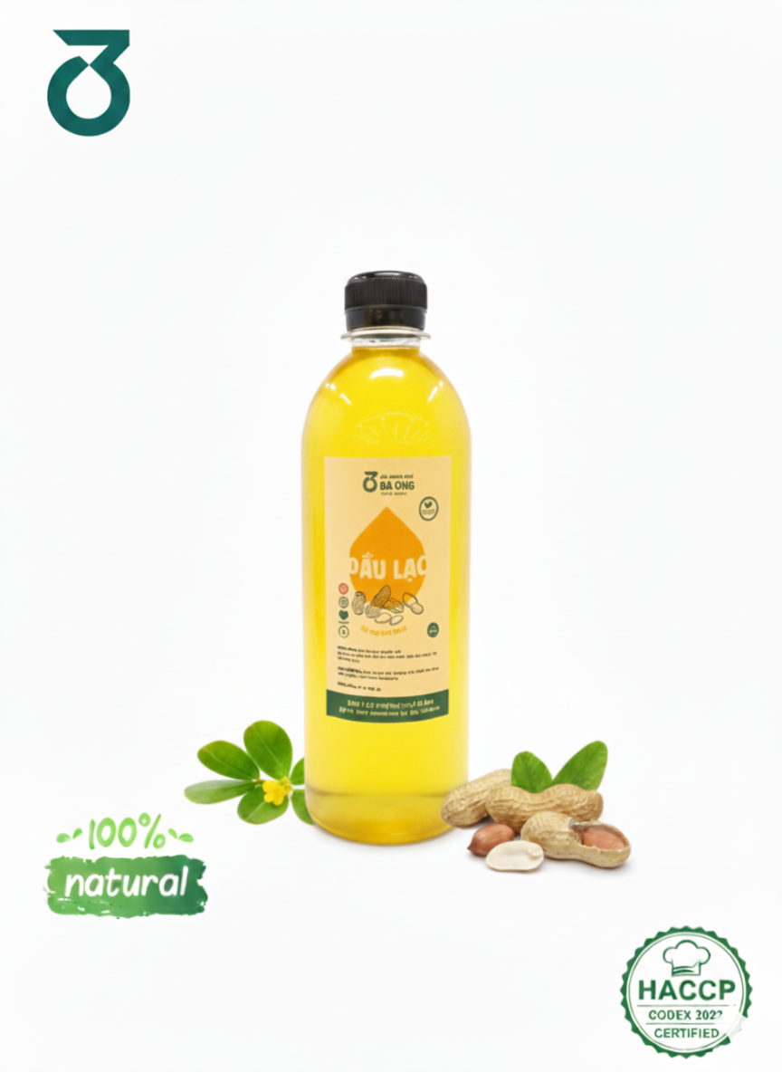 500ml Dầu lạc nguyên chất 100%, đạt chứng nhận HCCP Codex 2022