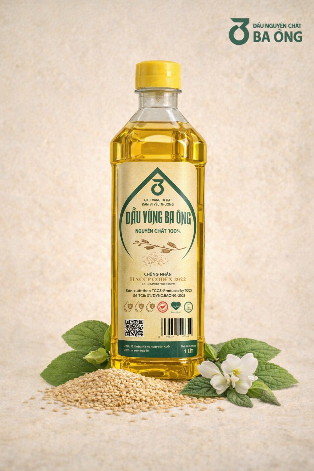 Dầu Vừng/Mè Nguyên Chất 100% 1 Lít, đạt chứng nhận quốc tế HCCP CODEX 2022