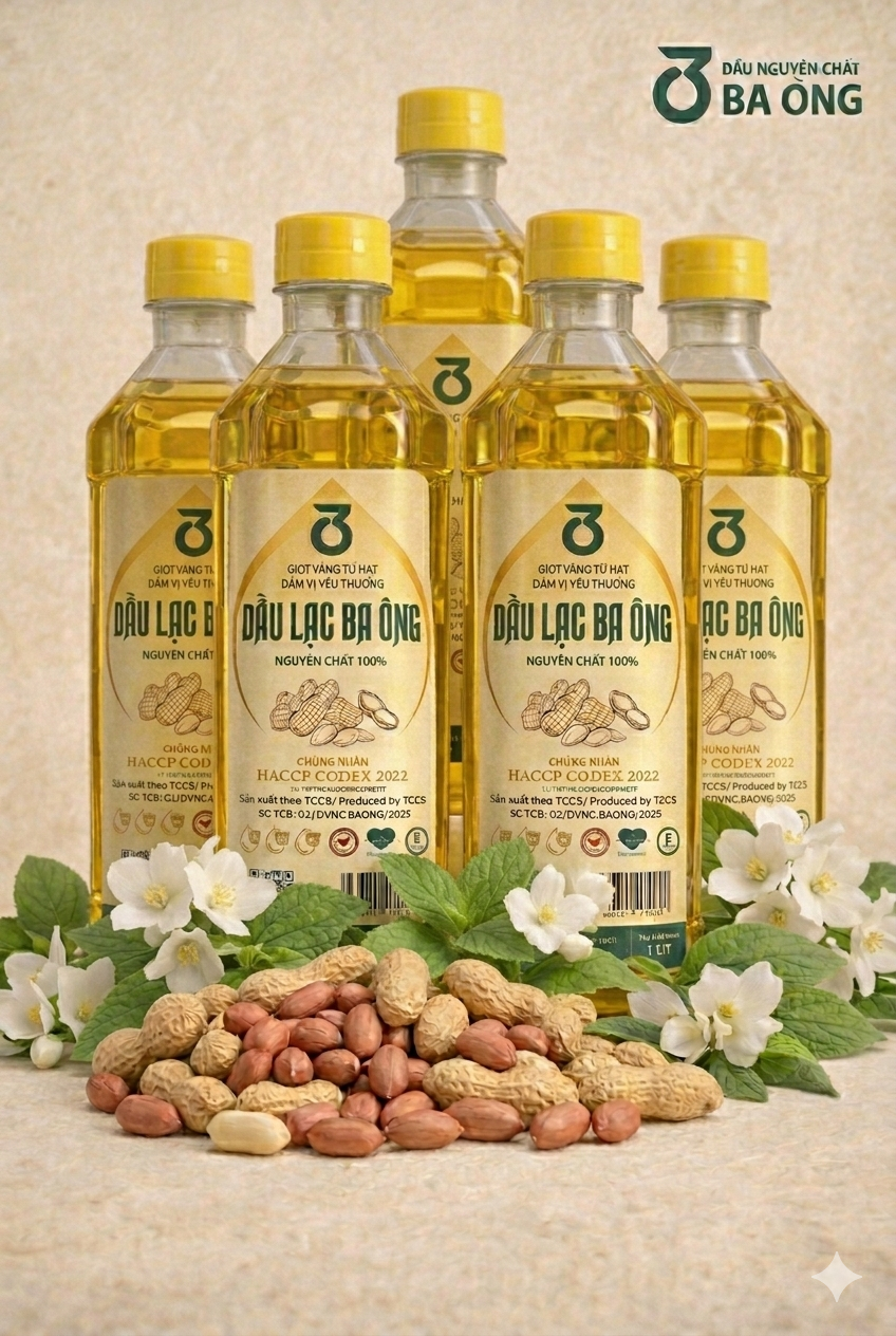 5 Lít Dầu Lạc/ Đậu phộng Nguyên Chất 100%, đạt tiêu chuẩn quốc tế HCCP CODEX 2022