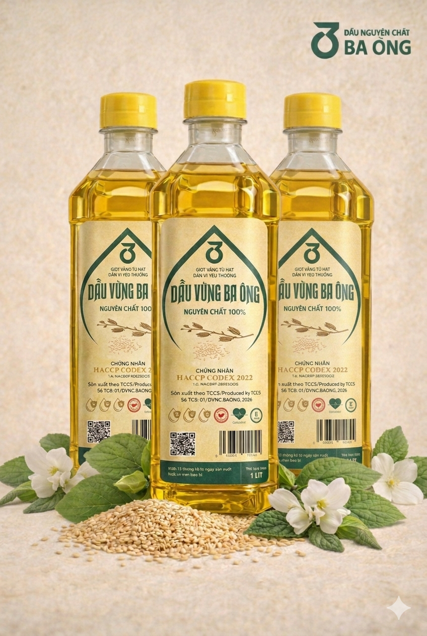 3 Lít Dầu Vừng/ Mè nguyên chất 100% Đạt chứng nhận quốc tế HCCP Codex 2022