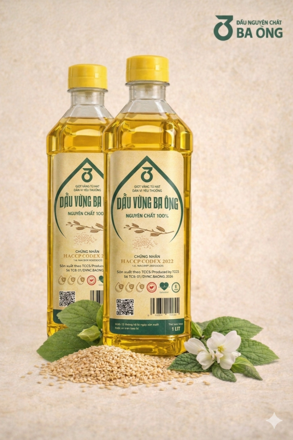 2 Lít Dầu Vừng/ Mè nguyên chất 100% Đạt chứng nhận quốc tế HCCP Codex 2022