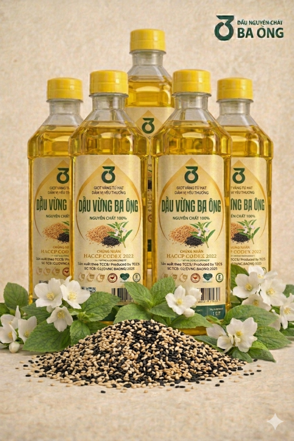 5 Lít Dầu Vừng/ Mè nguyên chất 100% Đạt chứng nhận quốc tế HCCP Codex 2022