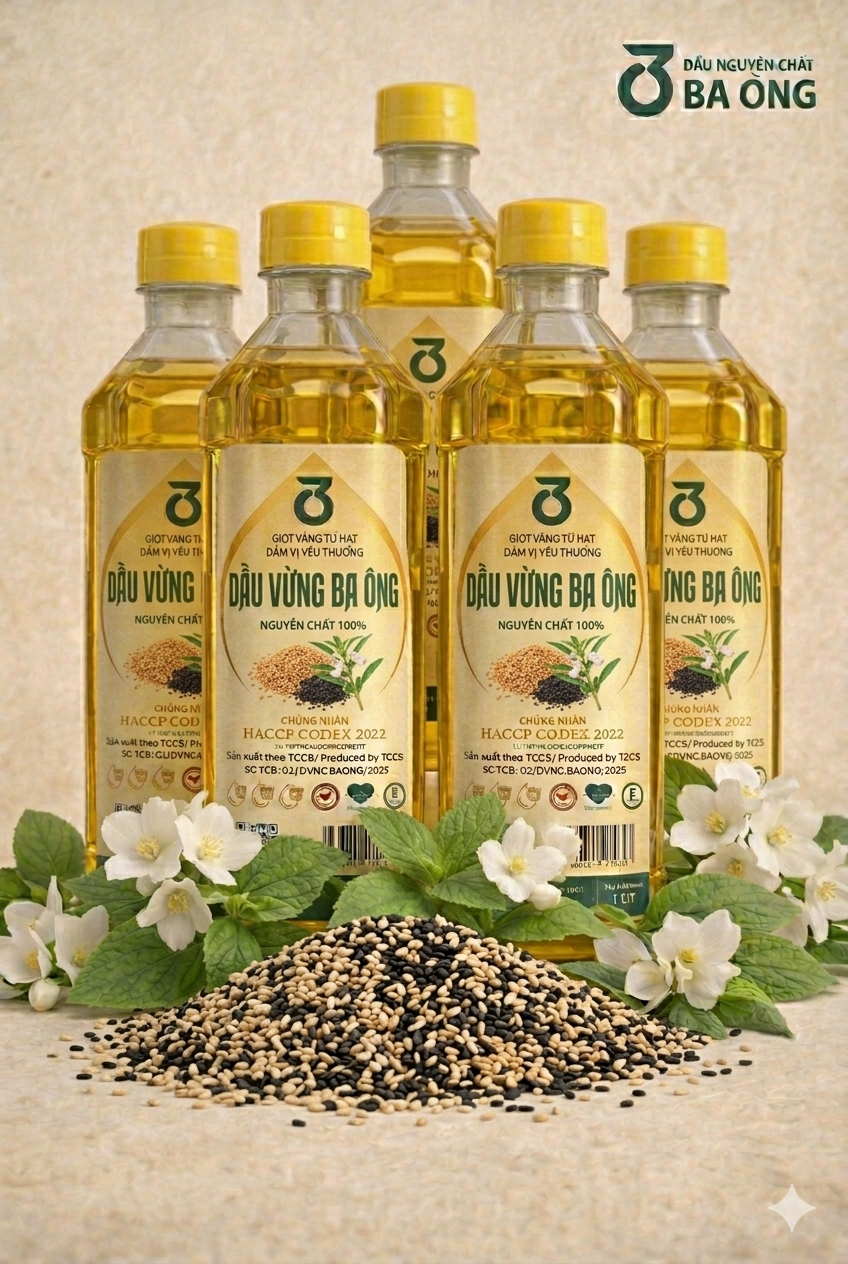 5 Lít Dầu Vừng/ Mè nguyên chất 100% Đạt chứng nhận quốc tế HCCP Codex 2022